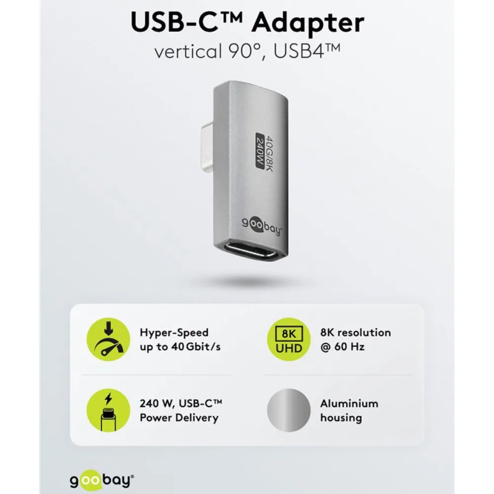 Kjell Hdmi|Kabler Og Adaptere|USB-C-adapter 90° med USB4-støtte
