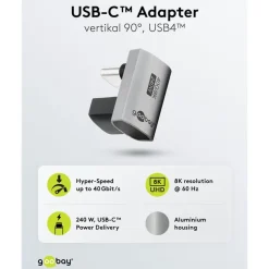 Kjell Kabler Og Adaptere|Usb|USB-C-adapter 90° med USB4-støtte