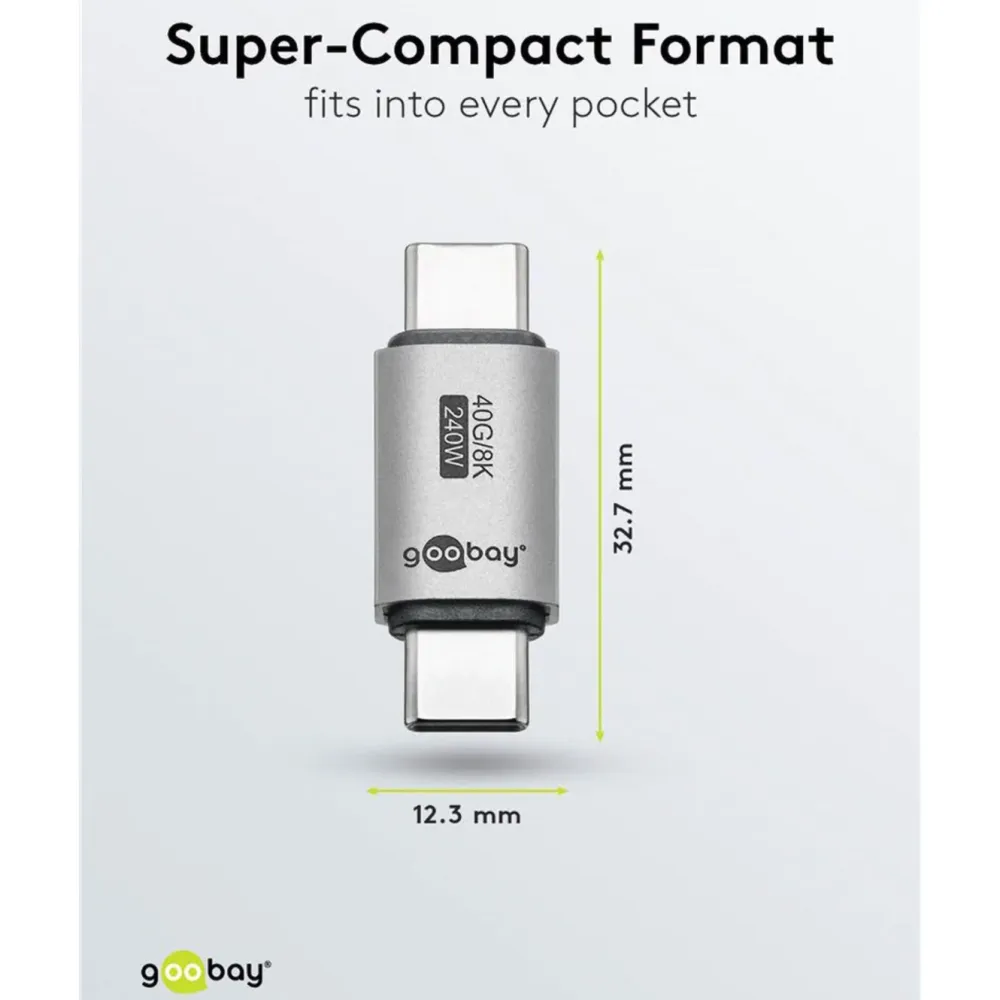 Kjell Kabler Og Adaptere|Usb|USB-C-adapter rett med USB4, 40 Gbit/s, 240 W