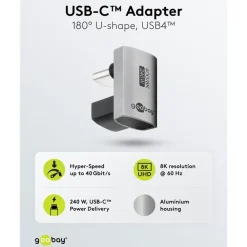 Kjell Kabler Og Adaptere|Usb|USB-C-adapter 180° U-formet med USB4-støtte