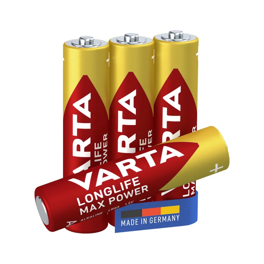 Varta Batterier|Batterier|Longlife Max Power AAA-batterier 4-pk.
