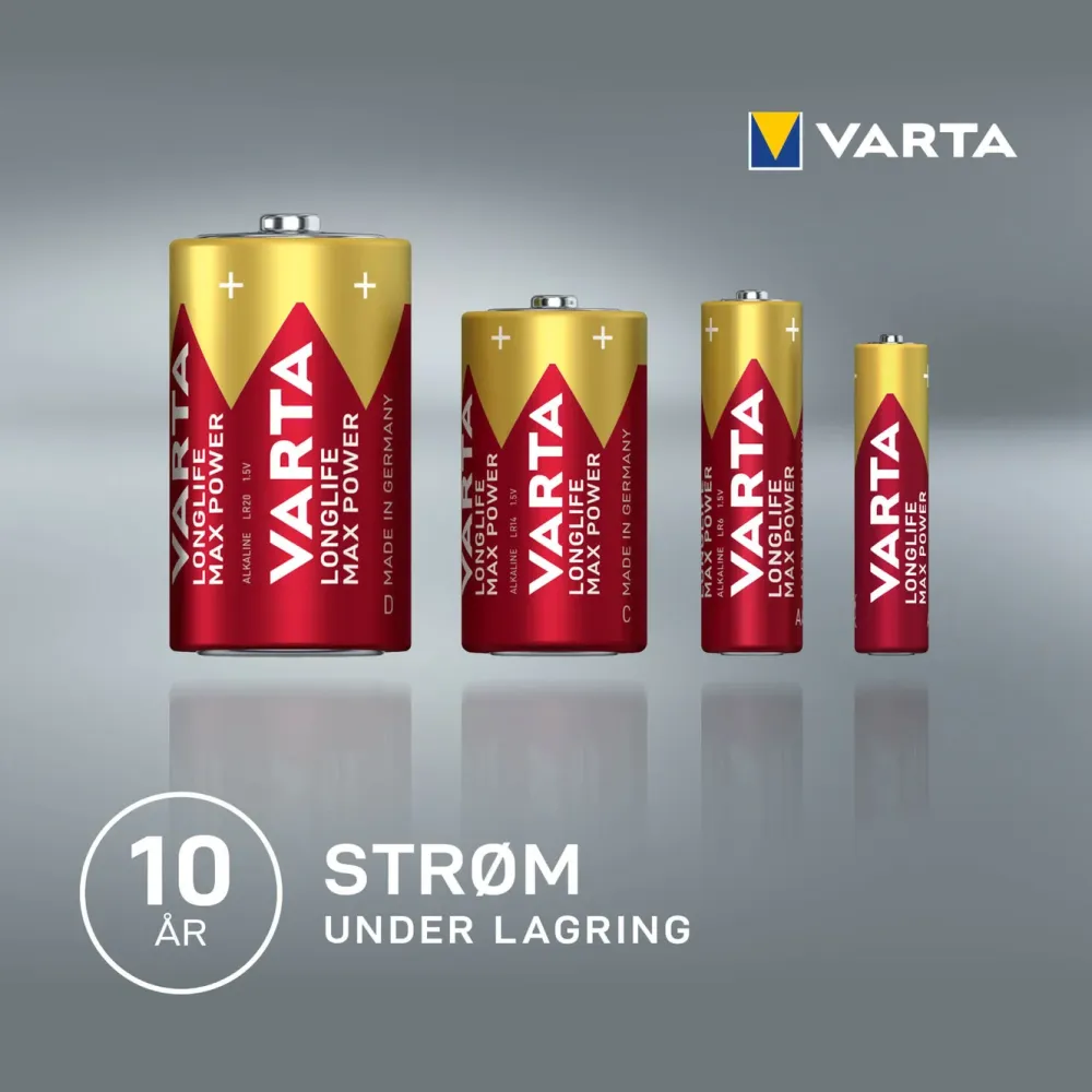 Varta Batterier|Batterier|Longlife Max Power AAA-batterier 4-pk.