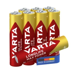 Varta Batterier|Batterier|Longlife Max Power AAA-batterier 8-pk.