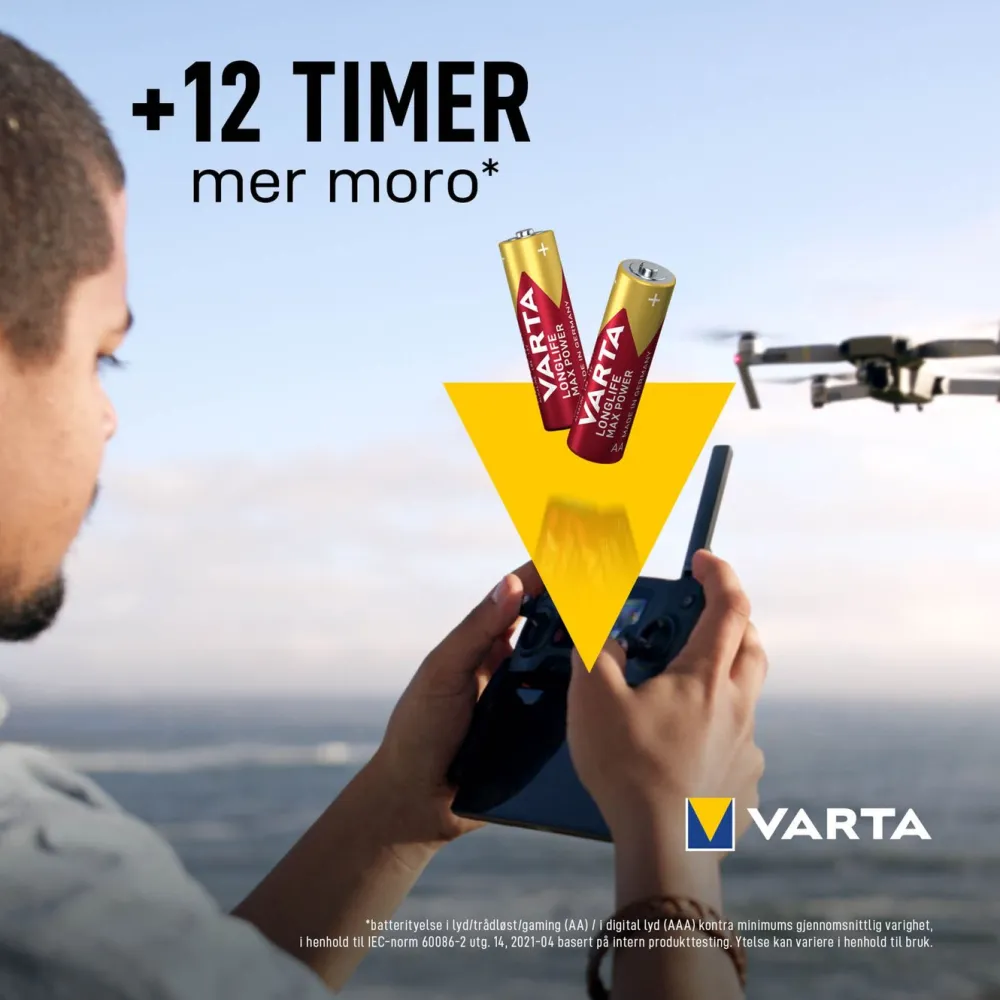 Varta Batterier|Batterier|Longlife Max Power AA-batterier 4-pk.