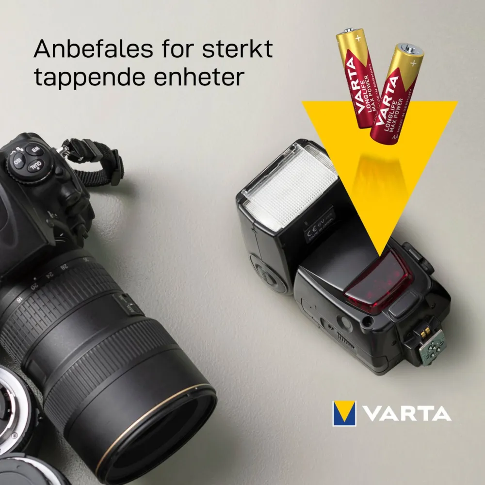 Varta Batterier|Batterier|Longlife Max Power AA-batterier 4-pk.