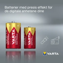 Varta Batterier|Batterier|Longlife Max Power D-batterier 2-pk.