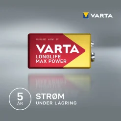 Varta Batterier|Batterier|Longlife Power Alkaliskt 9 V-batteri 1-pk.