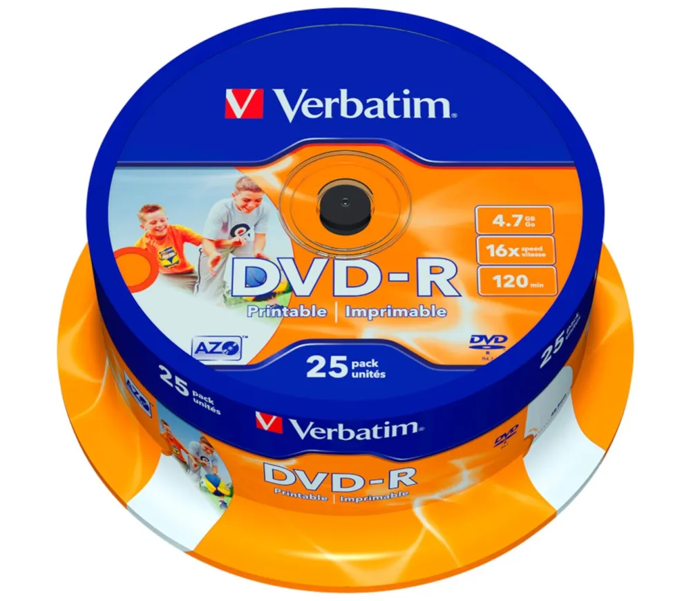 Verbatim Datatilbehør|DVD-R Inkjet, 25-pk.