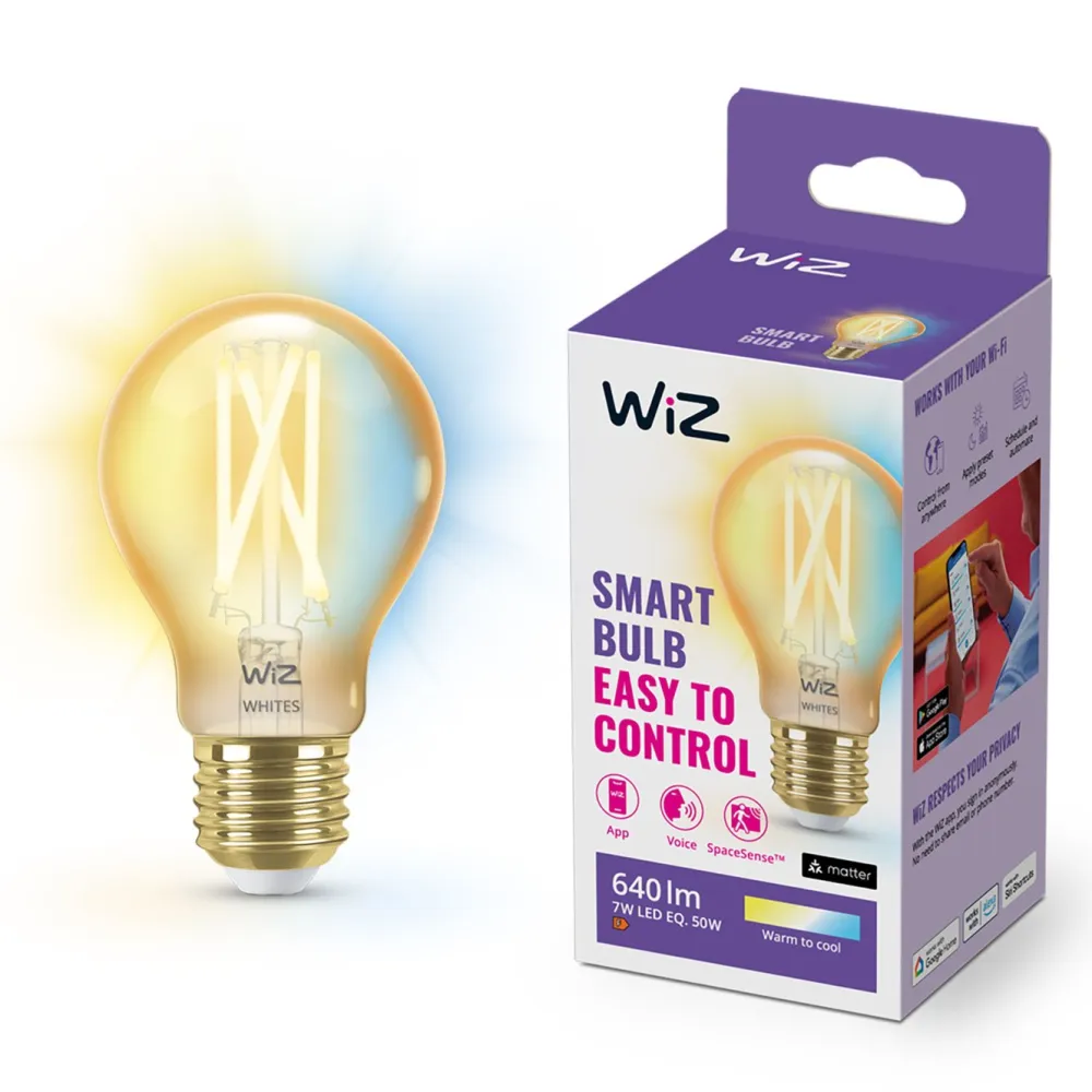 WiZ Smart Belysning|Smart Belysning|Amber Filament A60 Smart LED-pære E27 640 lm