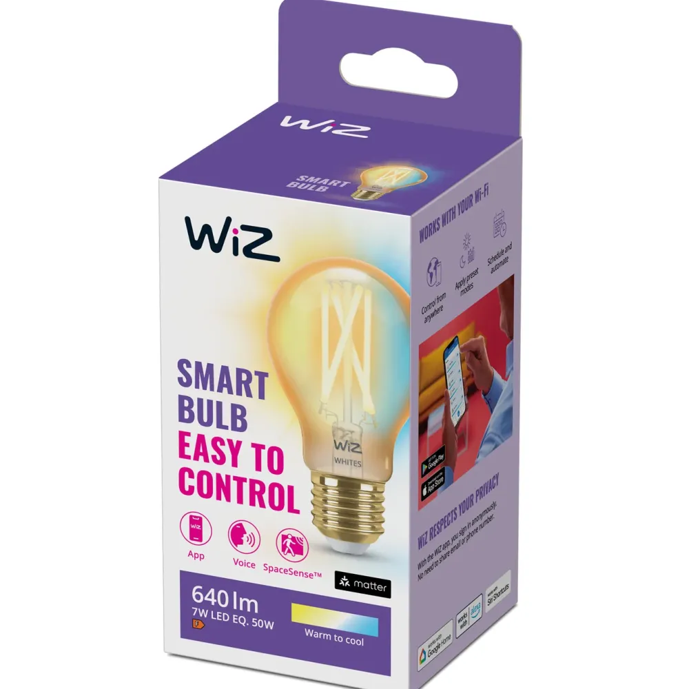 WiZ Smart Belysning|Smart Belysning|Amber Filament A60 Smart LED-pære E27 640 lm