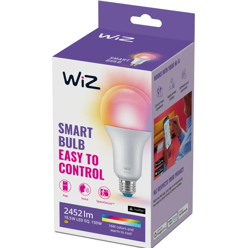 WiZ Smart Belysning|Smart Belysning|Color High Lumen A80 Smart LED-pære E27 2452 lm